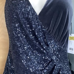 Bailey 44 Eva Sequin & Velvet Surplice Top In Steel Blue